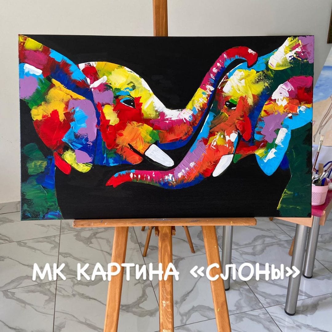 Мастер-класс акрилом Слоны